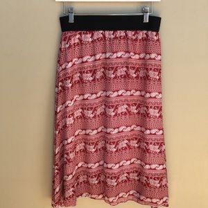 Lularoe Red Elephant Skirt, size small